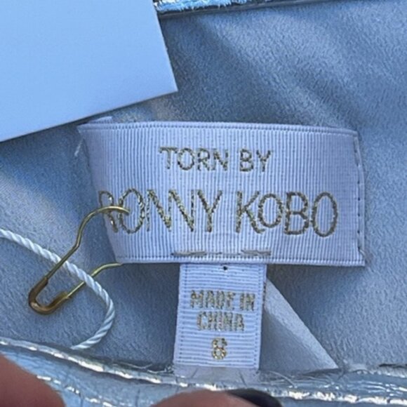 Torn By Ronny Kobo NWT Silver Metallic Faux Leather Croc Embossed Wrap Silver 8 - Picture 11 of 13